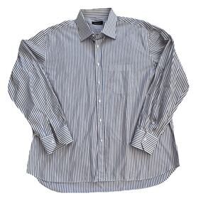 Canali Mens Striped Button Down Shirt Made in Italy Sz 18 1/2 Office Work